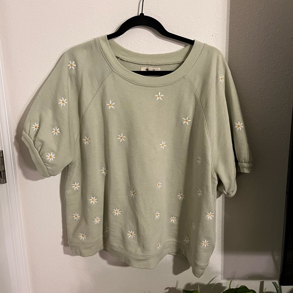 Madewell Daisy Embroidered Short-Sleeve Sweatshirt